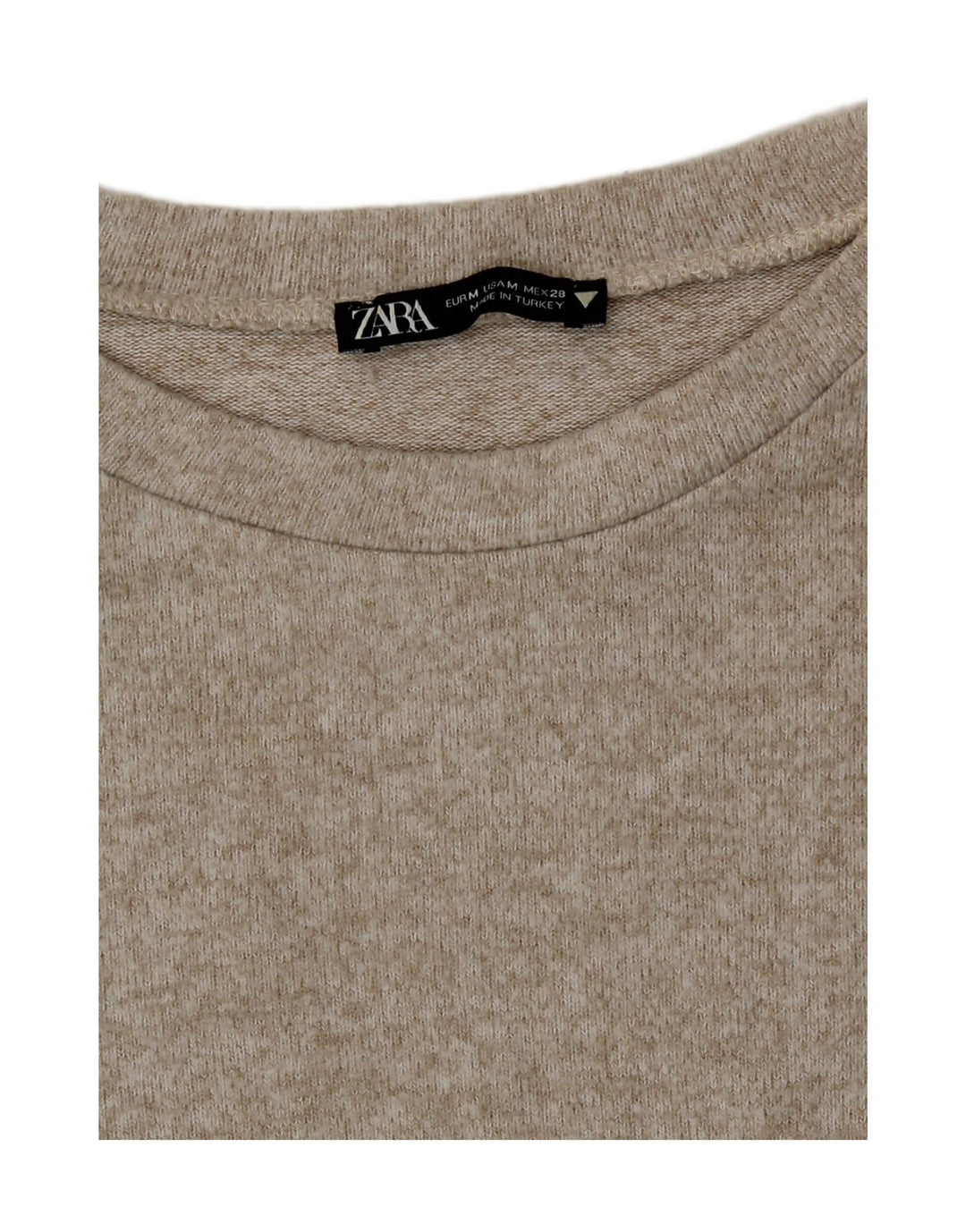 Zara T-Shirt Top UK 12 Medium Beige Flecked Viscose