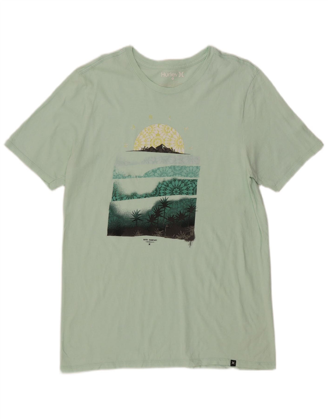 Hurley Herre Grafisk T-Shirt Top Stor Grøn Bomuld