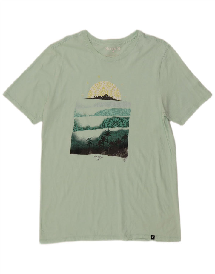 Hurley Herre Grafisk T-Shirt Top Stor Grøn Bomuld