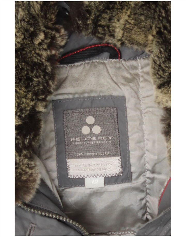 PEUTEREY Dame Hooded Polstret Jakke IT 42 Medium Grey Polyamid