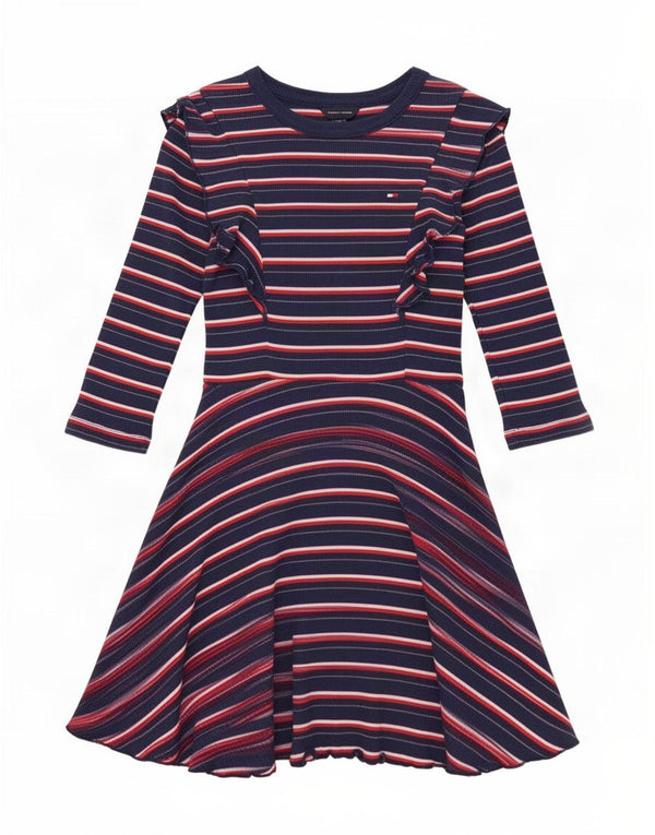 Tommy Hilfiger Girls A-Line Kjole 6-7 År Lille Marineblå Stribet