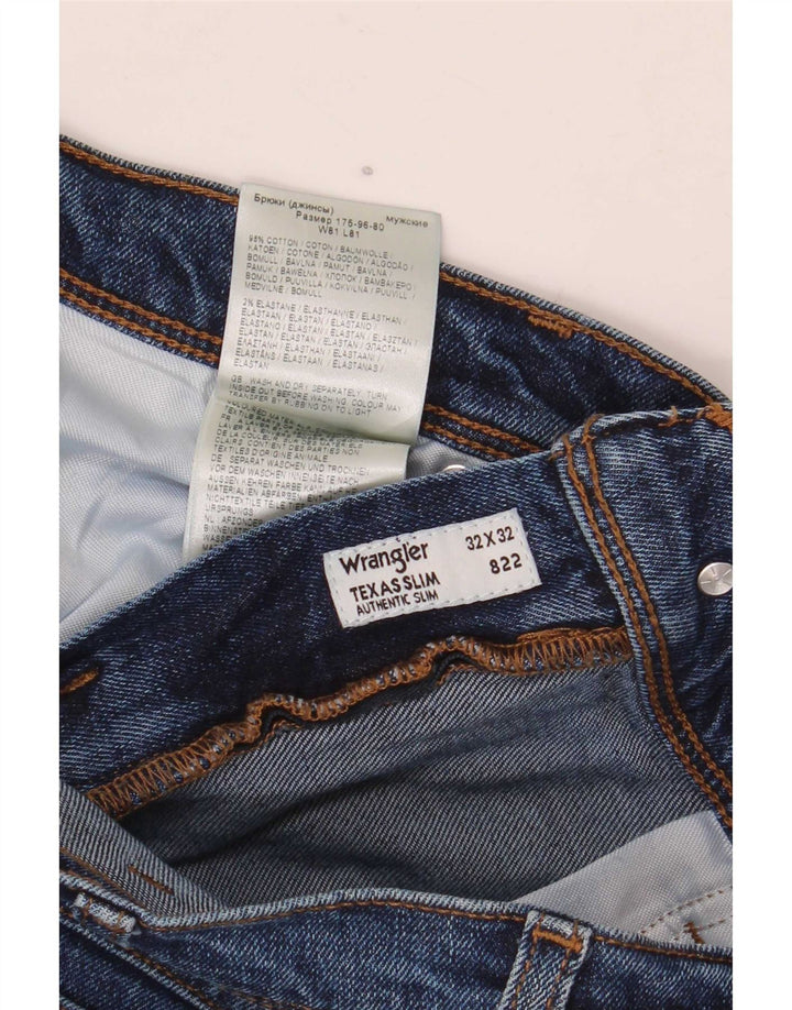 Wrangler Herre Texas Slim Jeans W32 L32 Blå Bomuld