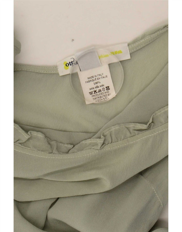 Ottod'Ame Dame 3/4 ærmet bluse Top UK 10 Lille grøn silke