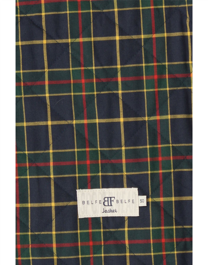 Belfe & Belfe Herre Quiltet Gilet IT 50 Large Navy Blue Check