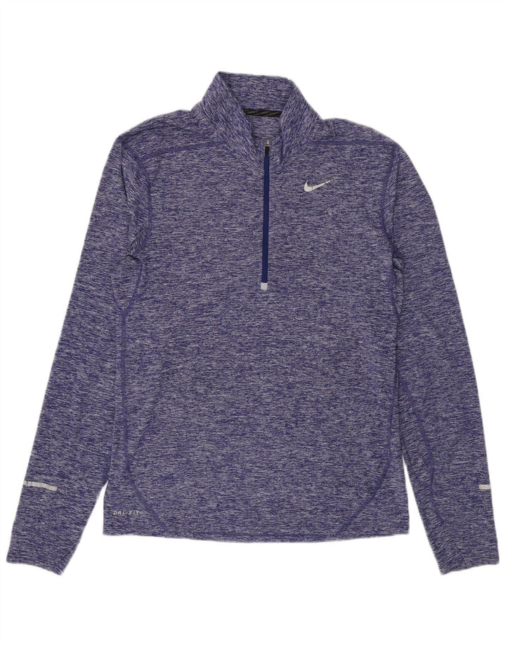 Nike Herre Dri Fit Pullover med lynlåsudskæring Træningsdragt Top Lille Lilla Flecked