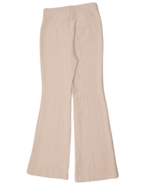 Zara Dame Flare Casual Bukser Små W26 L32 Hvid Bomuld