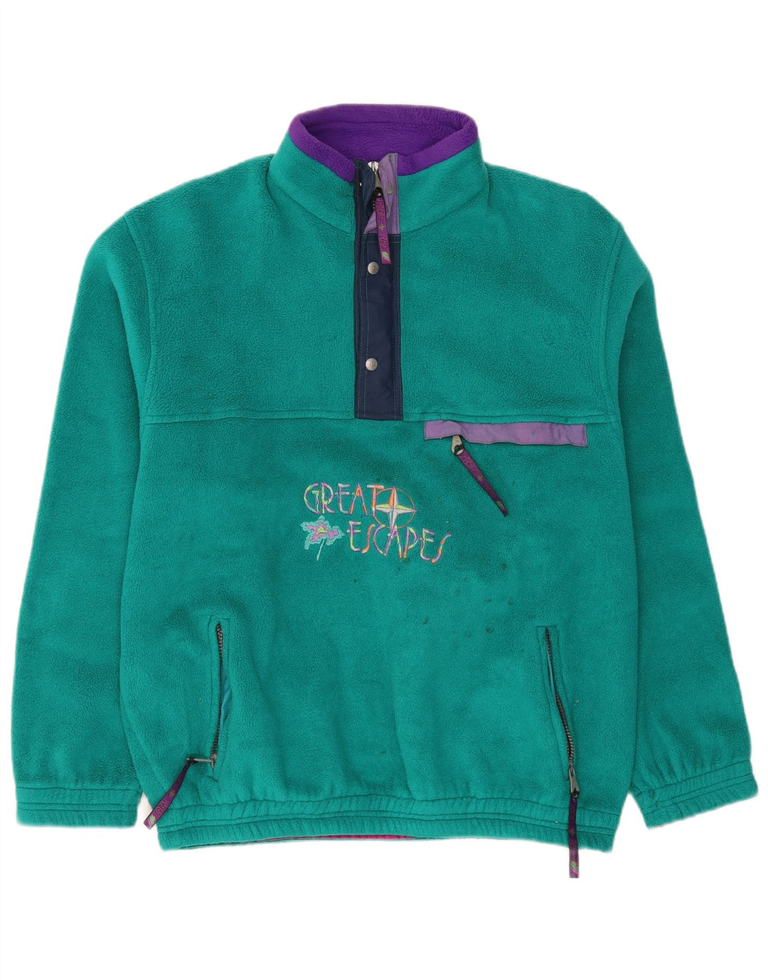 Great Escapes Herre Loose Fit Grafisk Fleece Jumper Medium Turkis