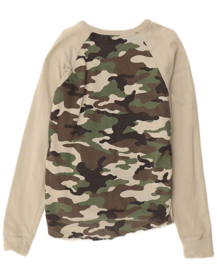Replay Herre Grafisk Sweatshirt Jumper Medium Khaki Camouflage Bomuld