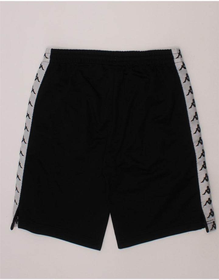 KAPPA Boys Graphic Sport Shorts 9-10 Years  Black Colourblock Polyester Vintage Kappa and Second-Hand Kappa from Messina Hembry 