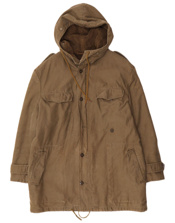Vintage Herre Hooded Parka Jacket UK 40 Large Khaki