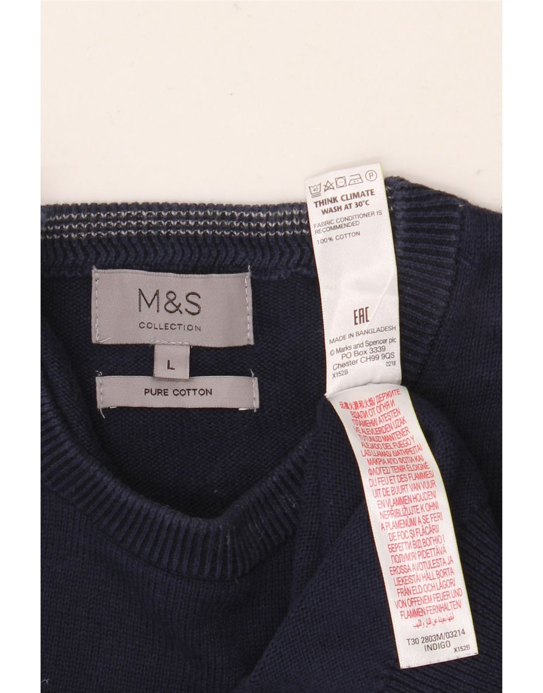 Marks & Spencer Herre sweater med rund hals, stor marineblå bomuld