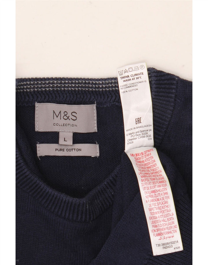 Marks & Spencer Herre sweater med rund hals, stor marineblå bomuld