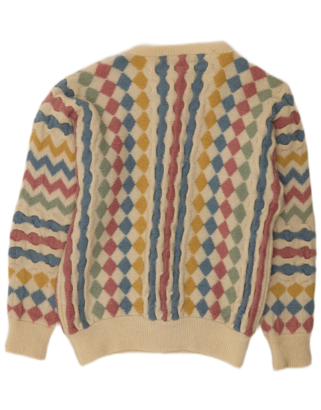 Tulchan Dame Cardigan Sweater One Size Beige Argyle/Diamond New Wool