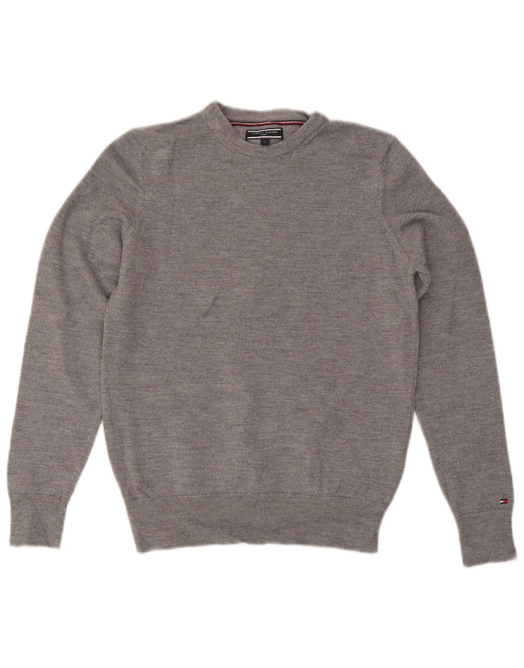 TOMMY HILFIGER skræddersyet sweater med rund hals til kvinder UK 10 lille grå