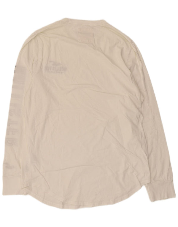 Hollister Herre grafisk top langærmet XL hvid bomuld