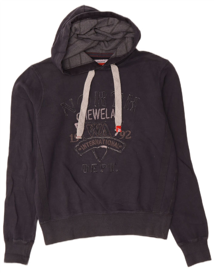 Playlife Herre grafisk hættetrøje Jumper Medium Navyblå Bomuld