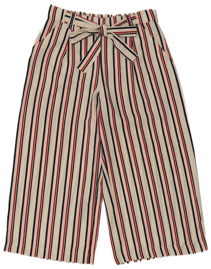 Zara Dame Capri Bukser Large W34 L22 Hvidstribet