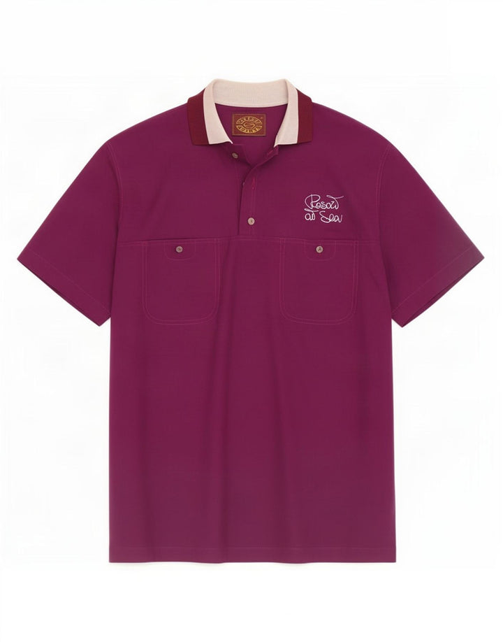 Vintage kortærmet trøje til mænd Medium Lilla Colourblock