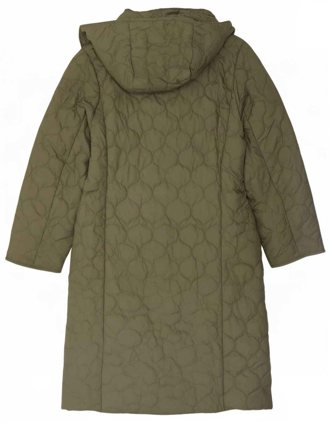 Marks & Spencer Dame Oversized Quiltet Overfrakke med hætte UK 10 Small Khaki