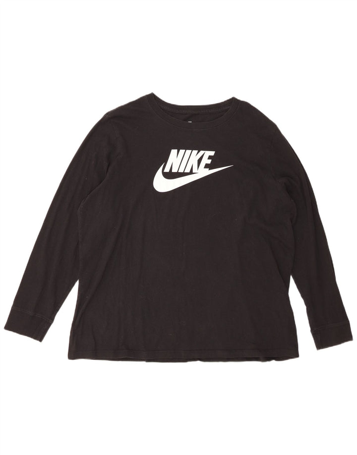 Nike Dame Grafisk Top Langærmet UK 20 2XL Sort Bomuld