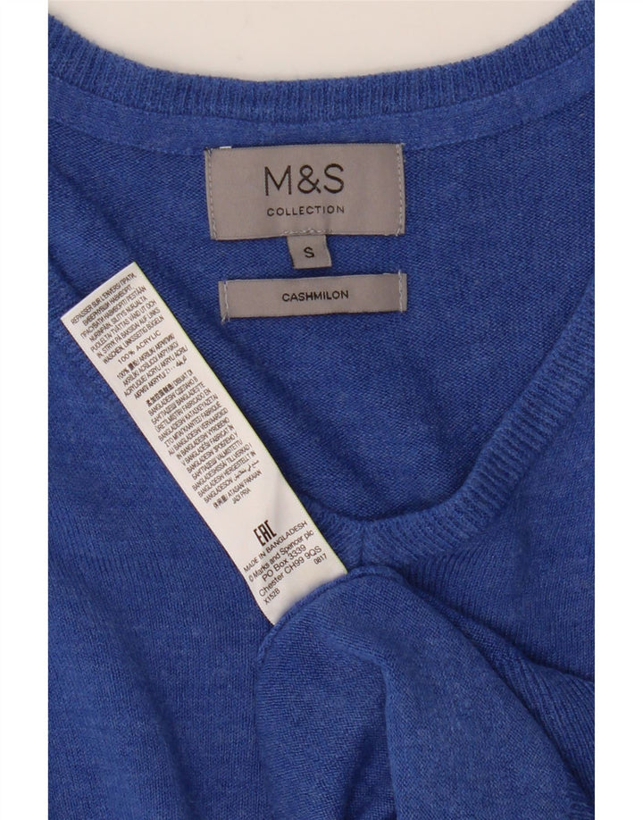 Marks & Spencer Dame V-hals sweater UK 10 Small Blue Acryl