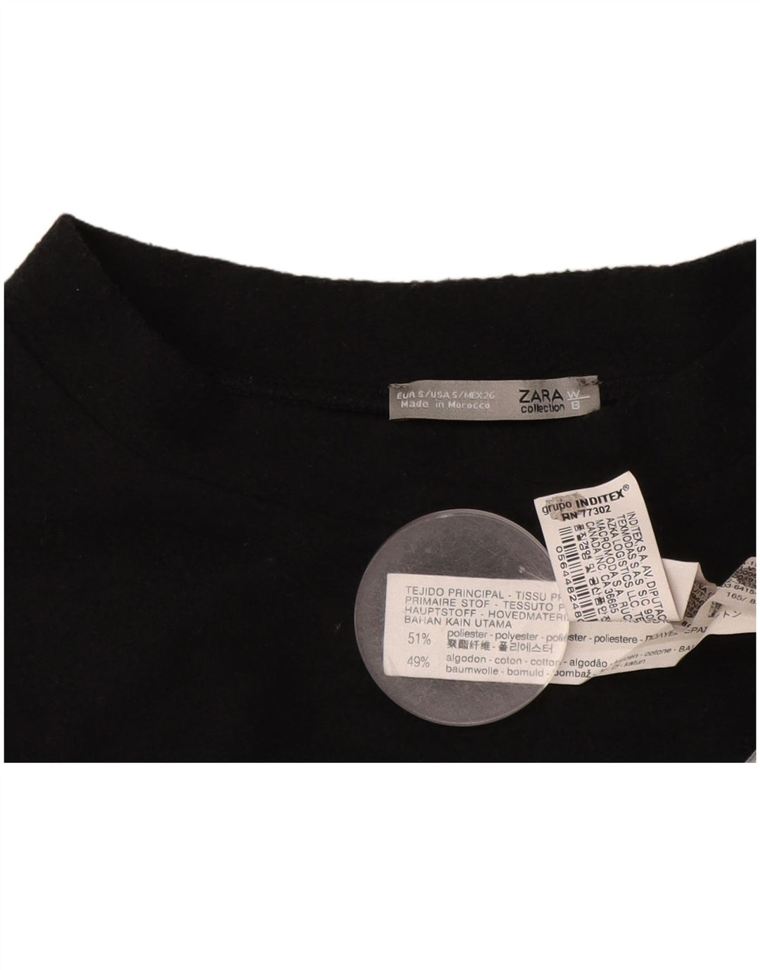 Zara Dame Oversized Grafisk Top Langærmet UK 10 Lille Grå Polyester