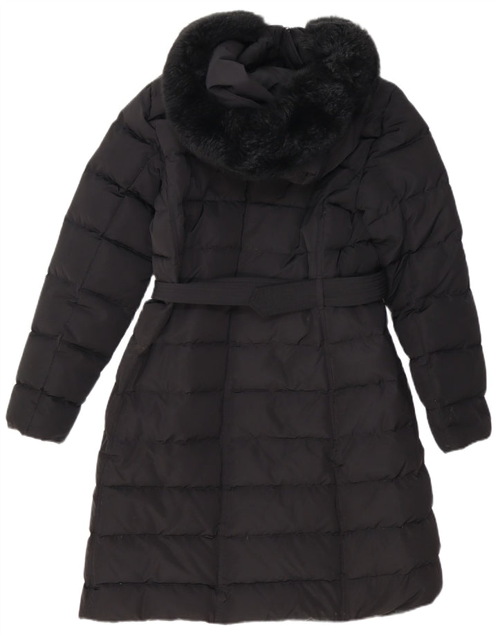 Massimo Dutti Dame Hætte Polstret Frakke UK 14 Medium Sort Polyester