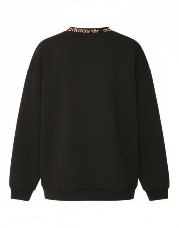 Adidas Dame Grafisk Oversized Sweatshirt Jumper UK 4 Small Black Bomuld