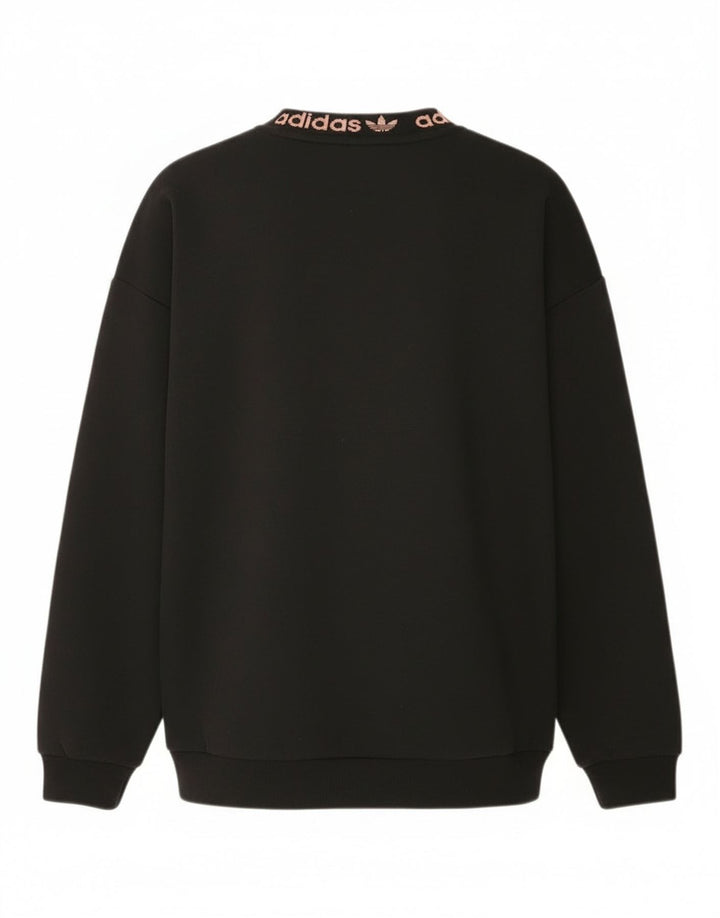 Adidas Dame Grafisk Oversized Sweatshirt Jumper UK 4 Small Black Bomuld