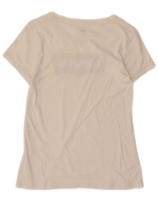 Levi's Dame Grafisk T-Shirt Top UK 10 Small White