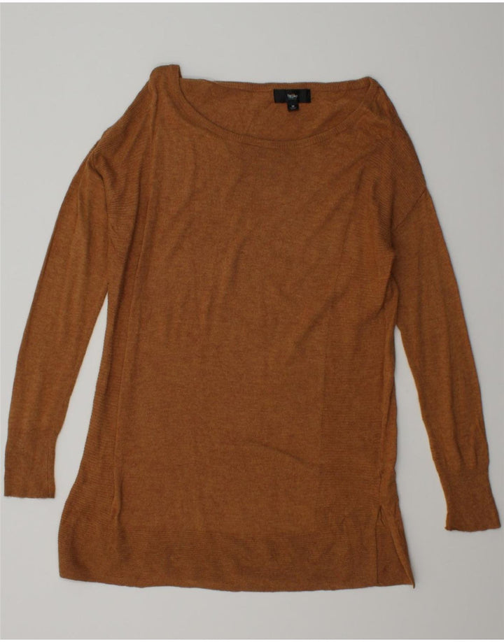 MOSSIMO Womens Longline Boat Neck Jumper Sweater UK 14 Medium Beige Nylon Vintage Mossimo and Second-Hand Mossimo from Messina Hembry 