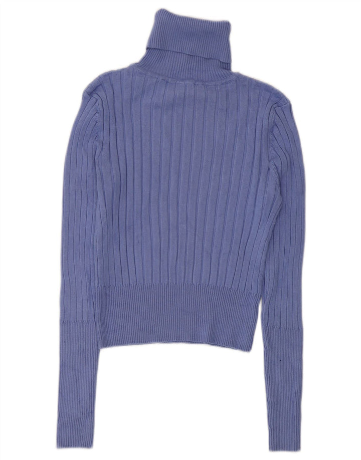 Zara Dame Crop Roll Neck Jumper Sweater UK 12 Medium Purple
