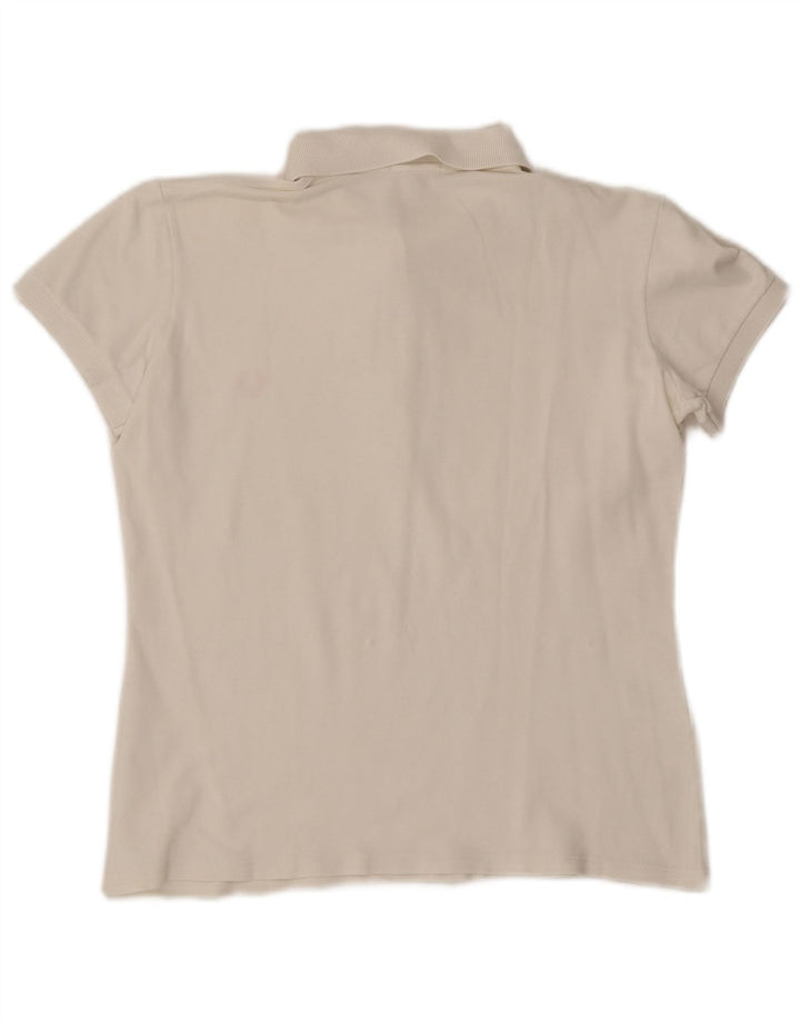 Fred Perry Dame Polo Shirt UK 14 Stor Hvid Bomuld