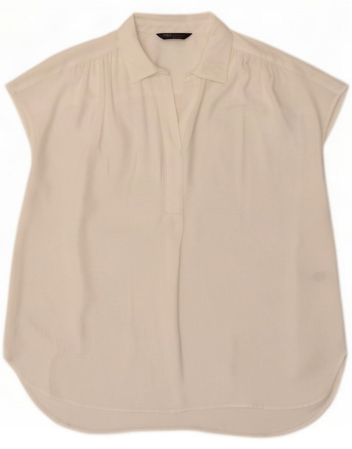 Marks & Spencer Dame bluse Top UK 14 Large White Polyester