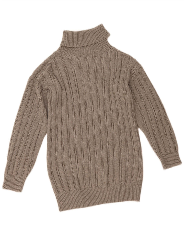 Vintage Dame Roll Neck Jumper Sweater UK 12 Medium Grey Polyester