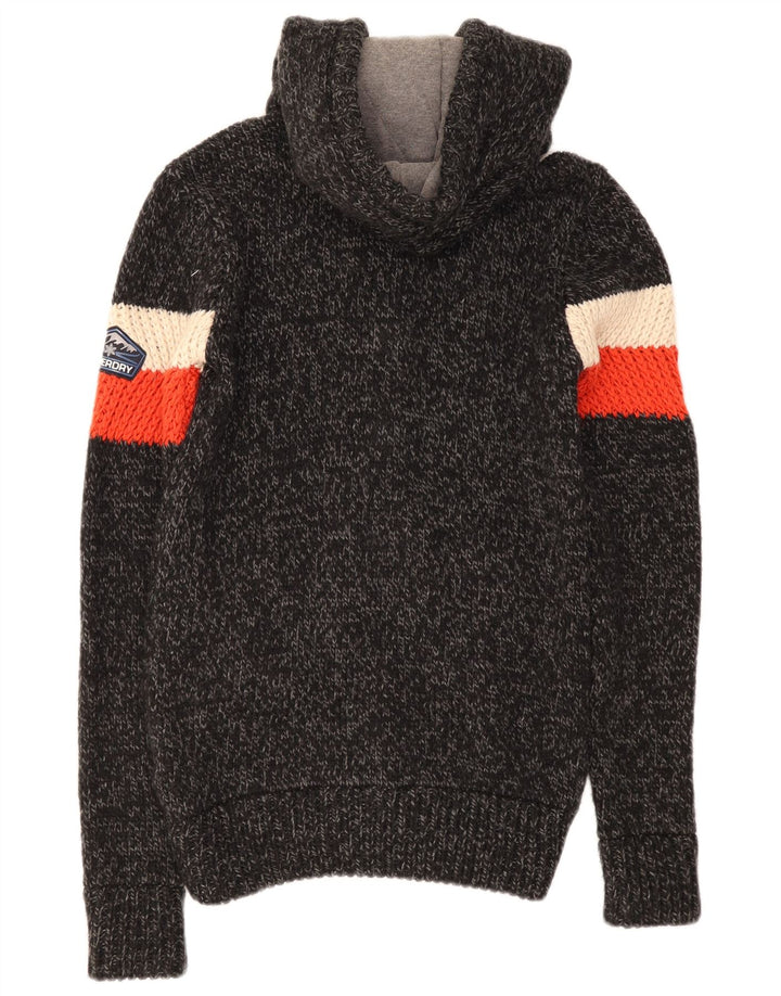 Superdry Cardigantrøje med hætte til mænd Medium Sort Colourblock Akryl
