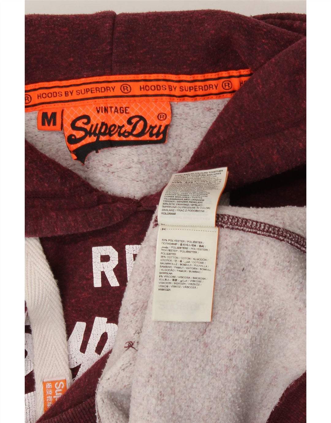 Superdry grafisk hættetrøje til kvinder UK 14 Medium Burgundy Polyester
