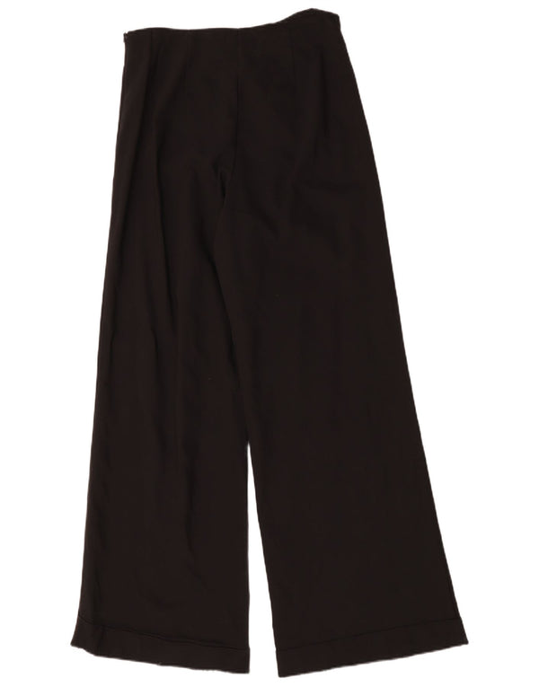Benetton Womens Wide Leg Casual Trousers UK 12 Medium W30 L31 Black Cotton