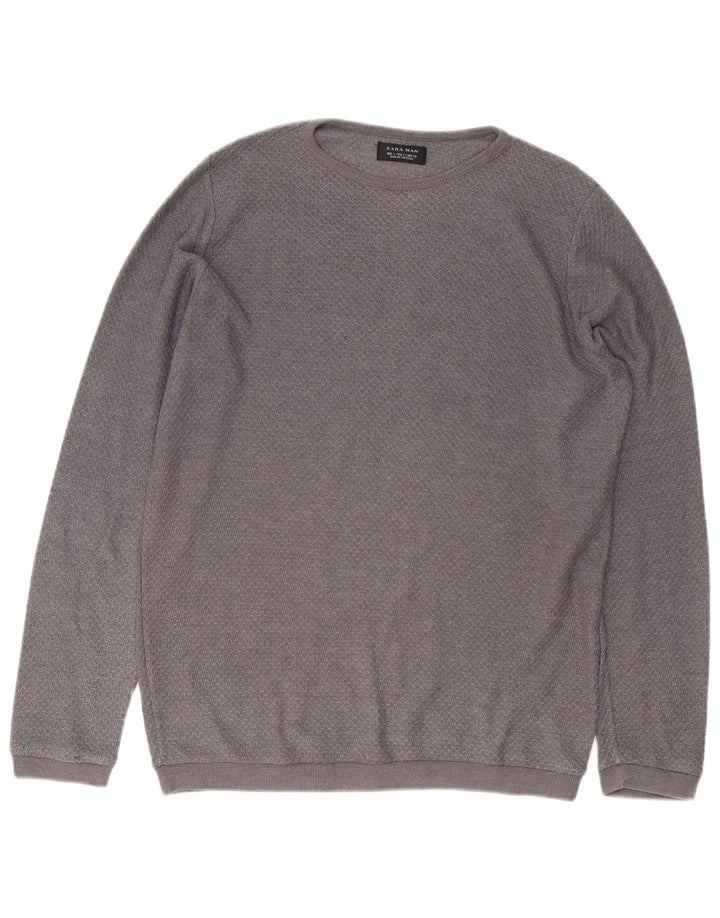 Zara Herre Boat Neck Jumper Sweater Lille Grå