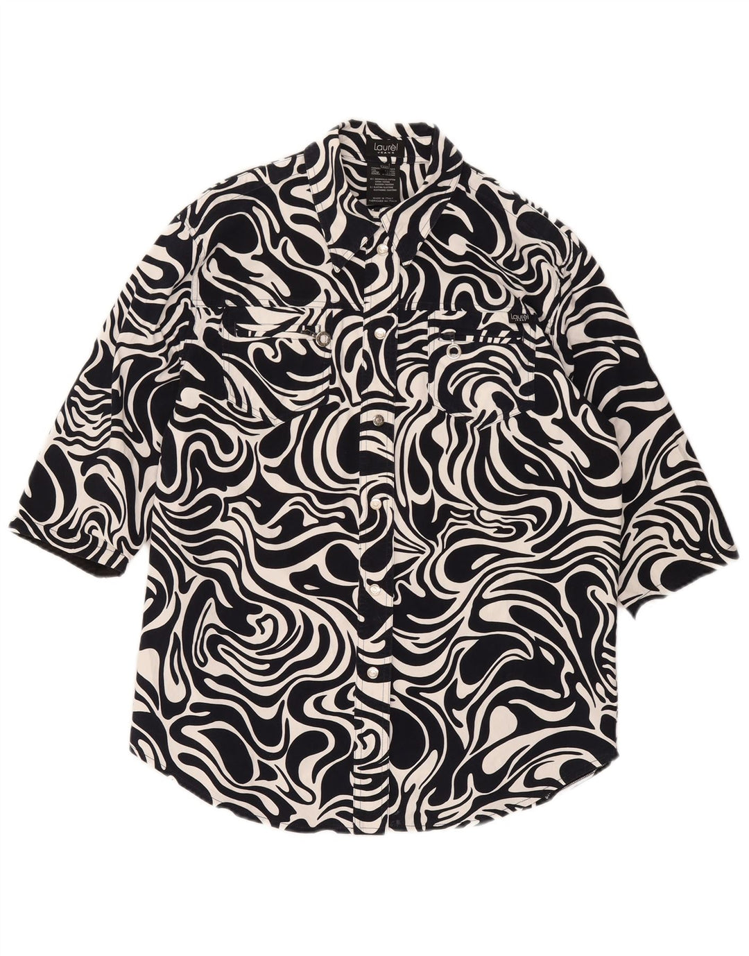 Laurel Womens Overshirt 1/2-ærmet skjorte IT 42 Medium Marineblå Geometrisk