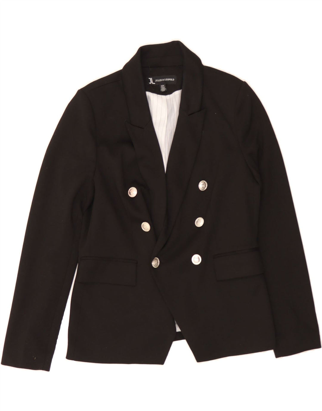 JULES Womens Double Breasted Blazer Jacket UK 14 Medium Black Polyester Vintage Jules and Second-Hand Jules from Messina Hembry 