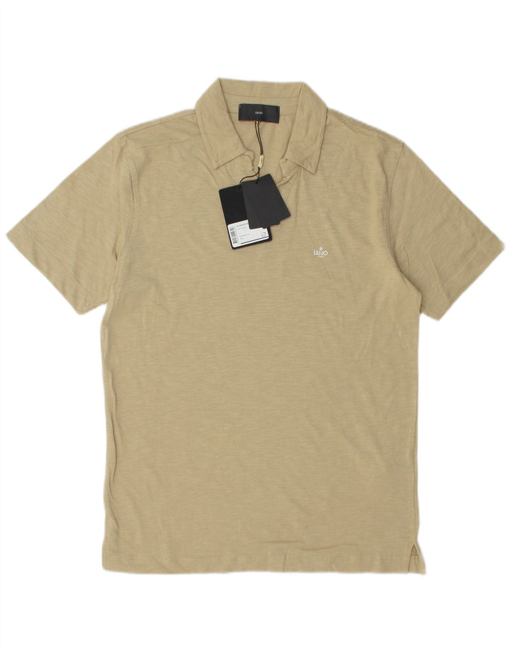 LIU JO Mens Polo Shirt Small Beige Cotton