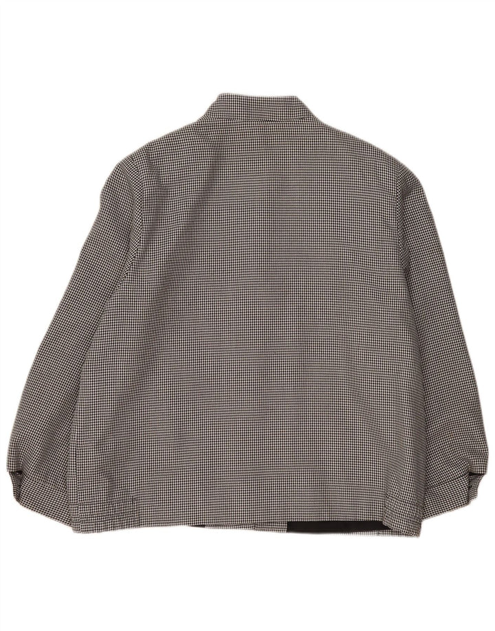 Vintage bombeflyjakke til kvinder UK 20 2XL Sort Houndstooth Polyester