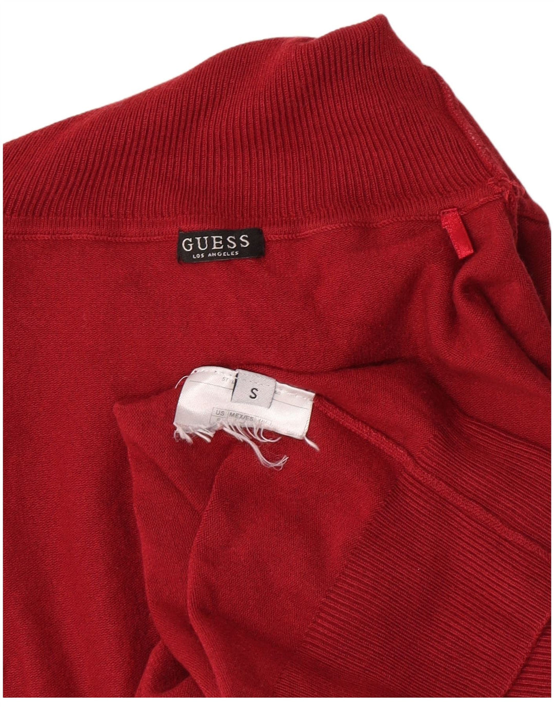 Guess Dame grafisk rullehals sweater UK 10 Lille rød