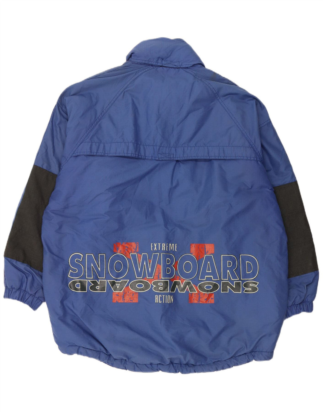 Vintage Herre Grafisk Pullover Skijakke UK 42 XL Blå Polyamid