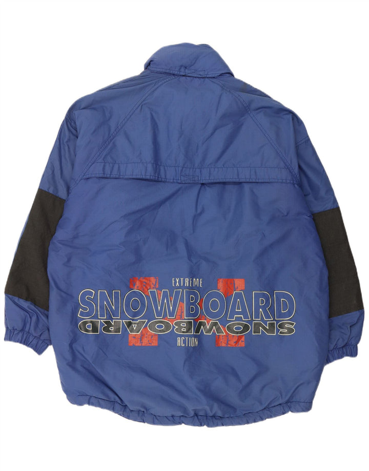 Vintage Herre Grafisk Pullover Skijakke UK 42 XL Blå Polyamid
