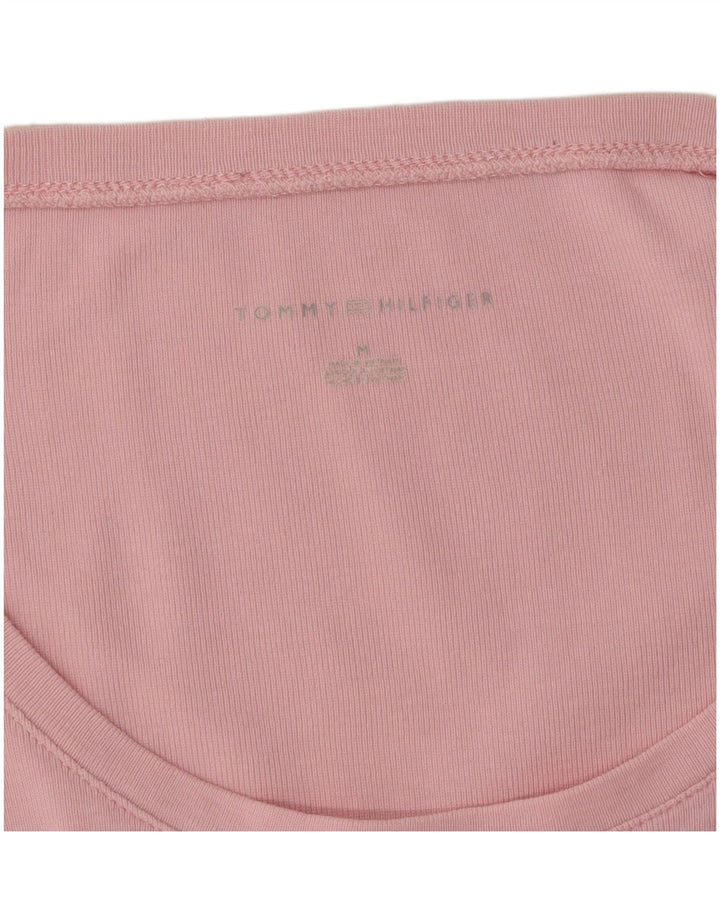 TOMMY HILFIGER Womens Top Long Sleeve UK 12 Medium Pink Cotton