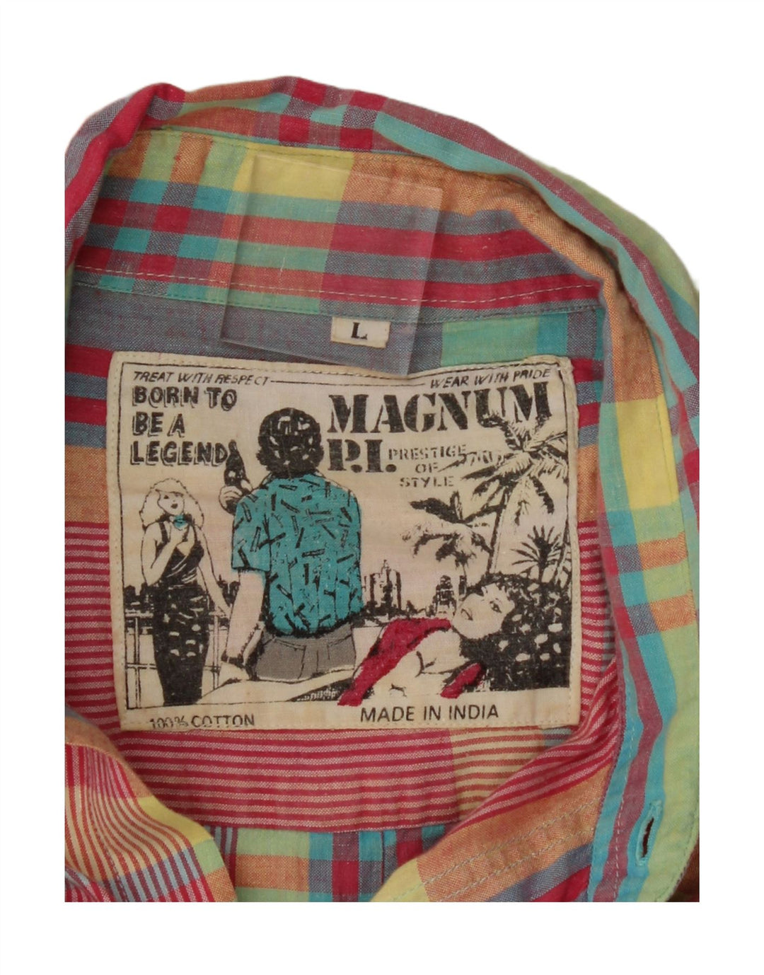 MAGNUM Mens Short Sleeve Shirt Large Multicoloured Check Cotton Vintage Magnum and Second-Hand Magnum from Messina Hembry 