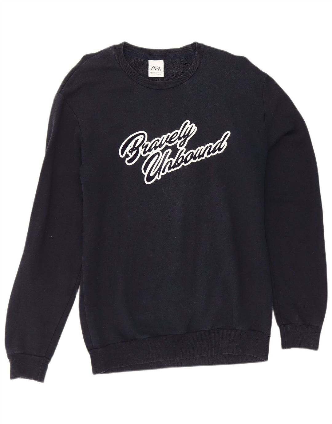 Zara Herre grafisk sweatshirt Jumper Medium Marineblå