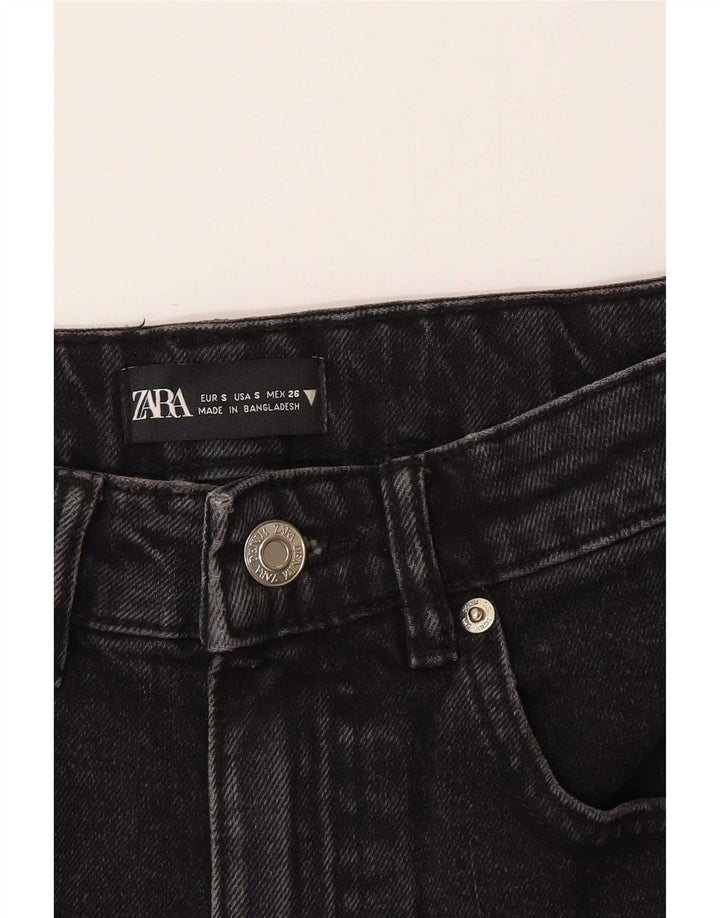 Zara Dame Mini Denim Nederdel Lille W26 Grå Bomuld